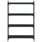 vidaXL 4-Tier Engineered Wood Bookcase with Metal Frame – Black, Adjustable Foot Pads, Industrial-Style Freestanding Book Stand for Living Room, Bedroom or Office, 31.5"x11.8"x47.2"