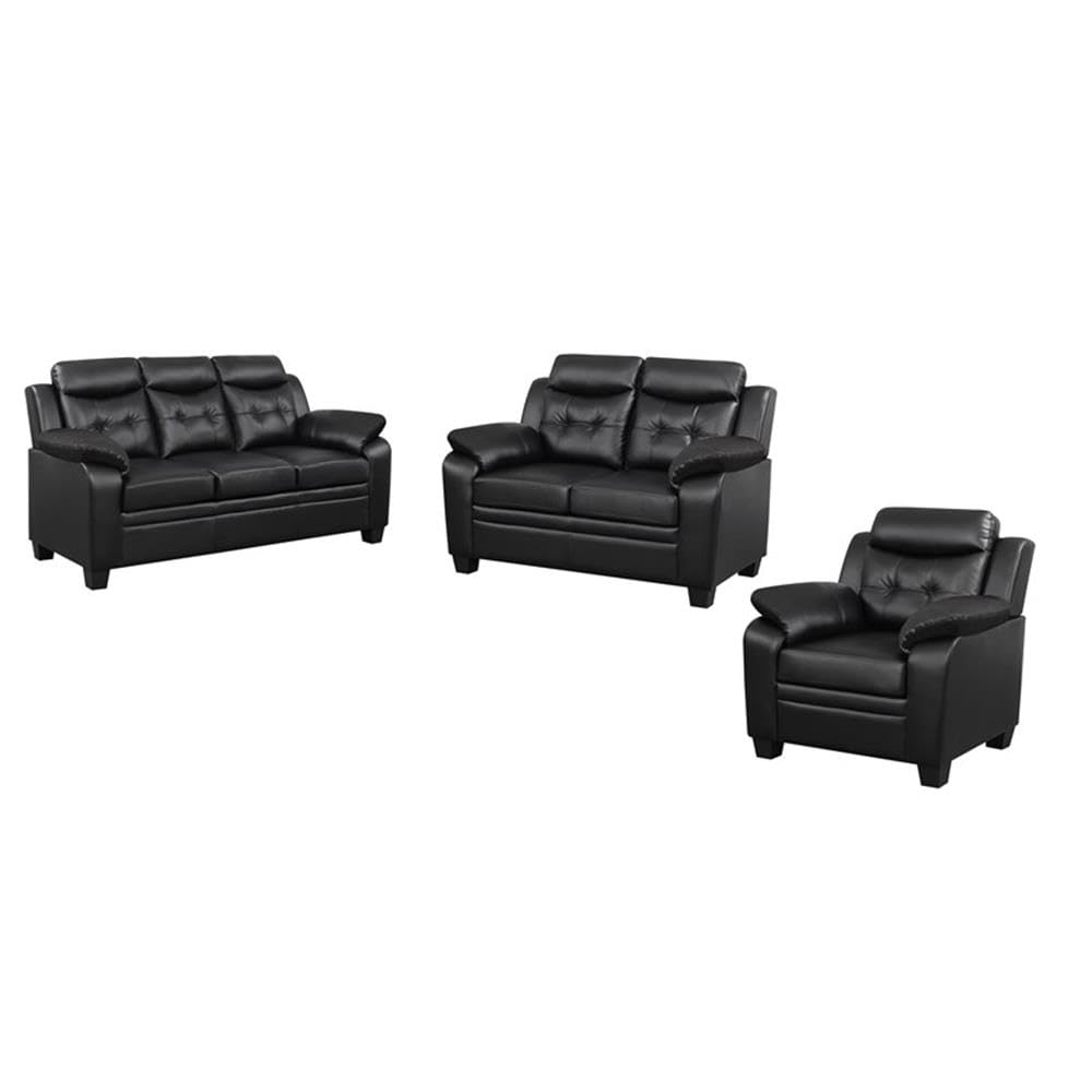 Coaster Finley 3-Piece Sofa Set, Black