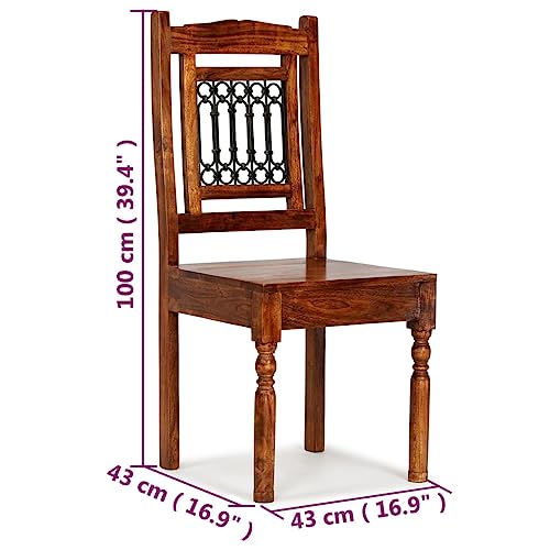 vidaXL 6X Solid Wood Dining Chairs with Sheesham Finish Classic Kitchen Buffet Stool Stand Wooden Side Chair Seating Furniture Brown