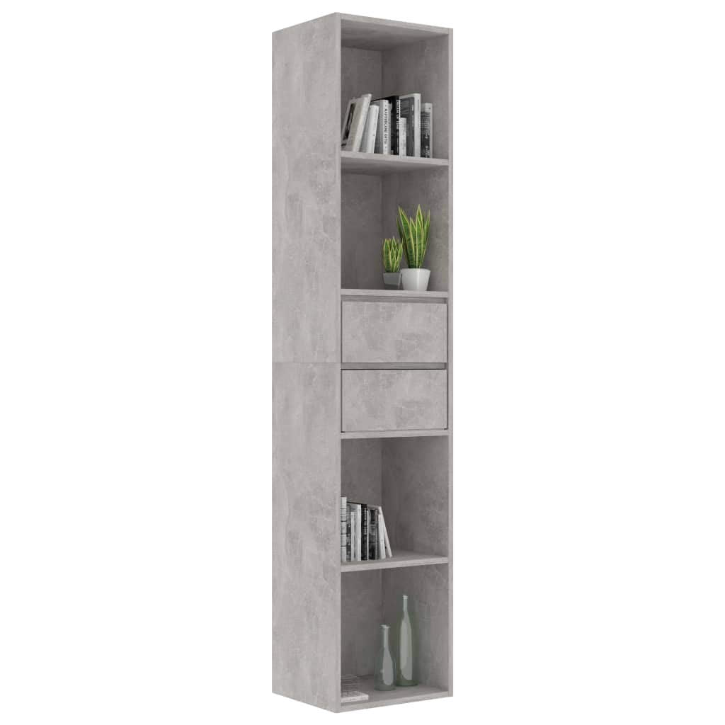 vidaXL Book Cabinet, Book Cabinet Open Shelf Bookcase, Wall Bookshelf for Living Room, Shelving Unit, Scandinavian, Concrete Gray Engineered Wood