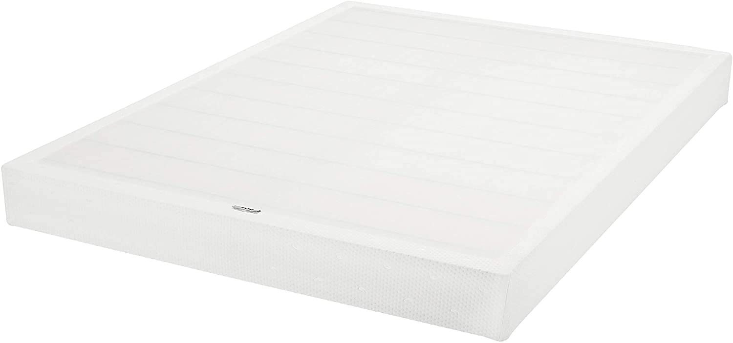 Amazon Basics Smart Box Spring Bed Base, 7-Inch Height Mattress Foundation, Tool-Free Easy Assembly, Queen, 79L x 59.5W x 7H, Wh