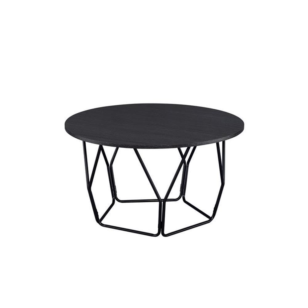Acme Sytira Round Wooden Top Coffee Table in Black