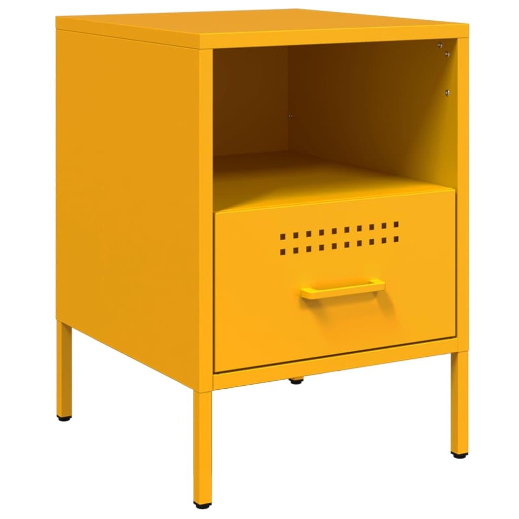 vidaXL Bedside Cabinet Mustard Yellow 14.2inchx15.4inchx19.9inch Steel