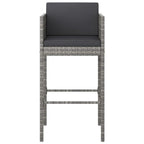 vidaXL Set of 4 Bar Stools with Cushions in Gray Poly Rattan – Modern Design for Outdoor/Indoor Use, Lightweight Yet Sturdy and Comfortable