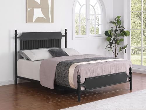 Coaster Home Furnishings Cameron Traditional Metal Eastern King Size Panel Bed Frame 52-inch Headboard Black 360321KE