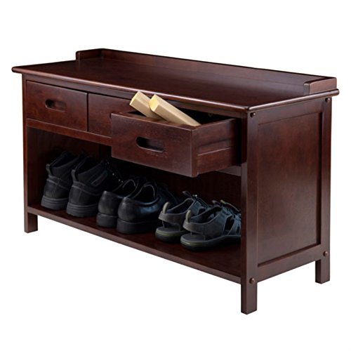 Ergode Adriana Storage Bench | Comfortable Seating | Ample Storage Space | Walnut Finish | 3 Drawers (94038-VV)