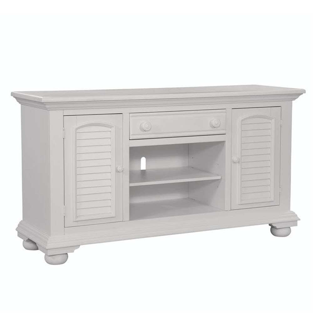 American Woodcrafters Cottage Traditions Eggshell White 60-Inch Wood Tv Console