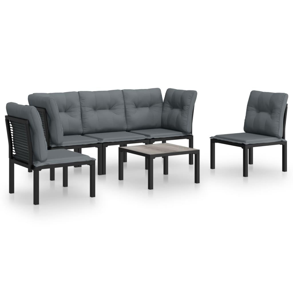 vidaXL Patio Lounge Set 6 Piece, Outdoor Patio Furniture with Coffee Table, Sectional Sofa Set for Garden, Modern Style, Black a
