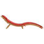 vidaXL Acacia Wood Sun Lounger with Red Cushion - Foldable Sunbed for Garden, Patio, Poolside Lounging, 72.4"x21.7"