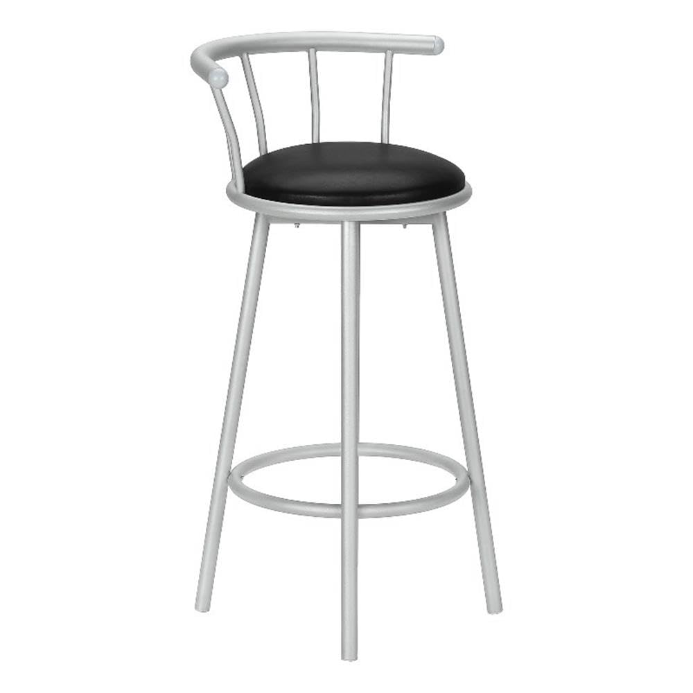Monarch Specialties I 2399 Bar Stool, Set of 2, Swivel, Bar Height, Grey Metal, Black Leather Look, Contemporary, Modern
