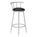 Monarch Specialties I 2399 Bar Stool, Set of 2, Swivel, Bar Height, Grey Metal, Black Leather Look, Contemporary, Modern