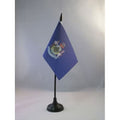 Maine Table Flag 4' X 6' - Us State Of Maine Desk Flag 15 X 10 Cm - Black Plastic Stick And Base - Az Flag
