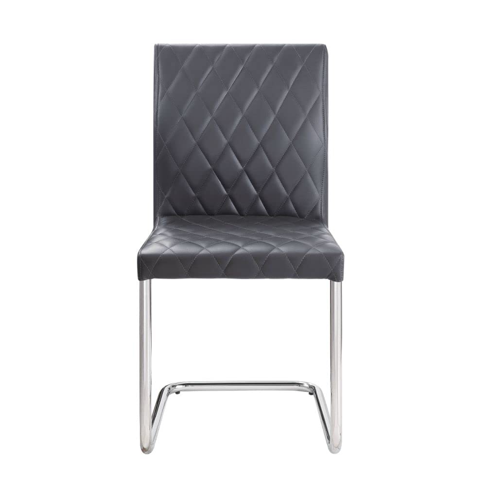 Acme Furniture Ansonia Side Chair, Gray Pu and Chrome