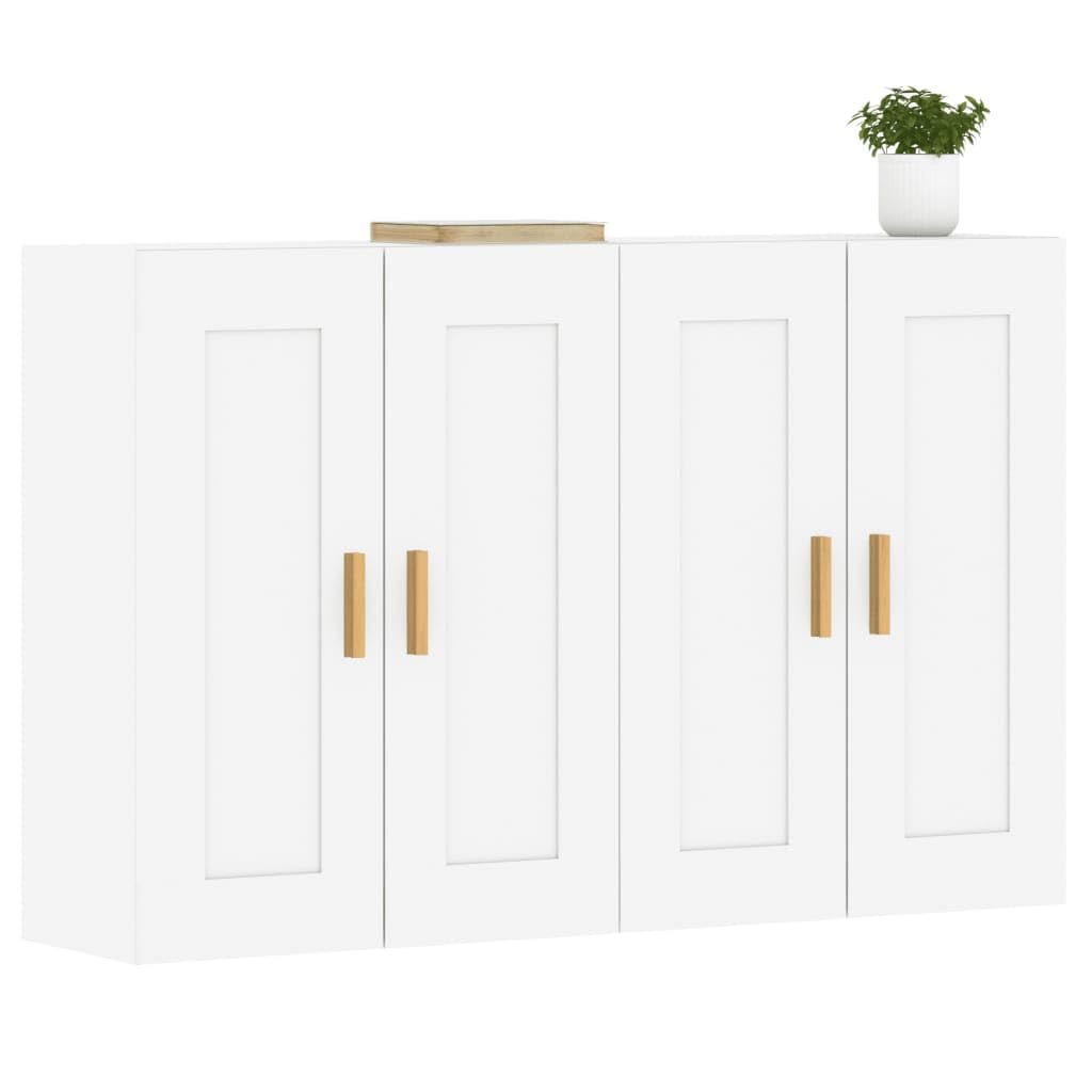 vidaXL Wall Mounted Cabinets 2 pcs, Bathroom Cabinet with Storage, Storage Cupboard for Living Room, Wall Cabinet, Modern Style, White Engineered Wood