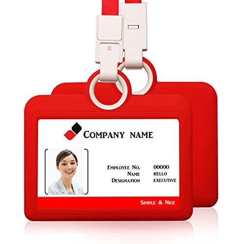 Badge Holder Silicone Horizontal Id Badge Card Holder With Lanyard Neck Strap Heavy Duty Id Card Business Card Offices Supplies
