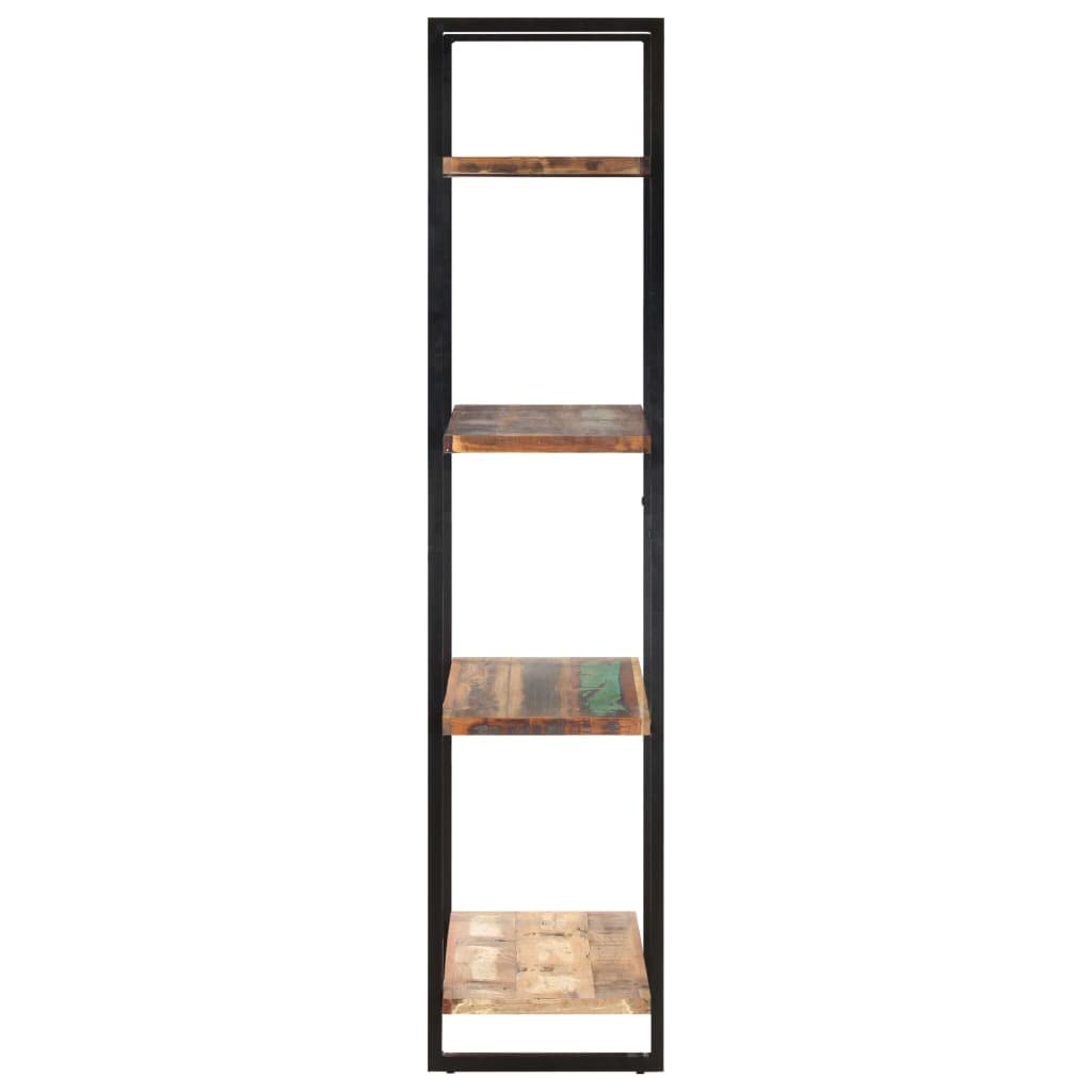 vidaXL 4-Tier Bookcase - Solid Reclaimed Wood, Powder-Coated Iron Frame, Vintage Charm Design, Spacious Shelves, Assembly Required - Dimensions: 31.5&quot;x15.7&quot;x70.9&quot; - Multicolour