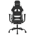 vidaXL Fabric Gaming Chair with Massage Function, Adjustable Backrest and Footrest, Black and White, Modern Style, Lightweight and Durable Material