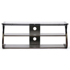 Baxton Studio Studio Sculpten Modern TV Stand with Glass Shelves, Dark Brown/Black, 45.2" W x 15.7" D x 17.7" H