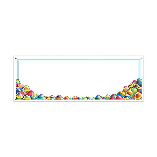 Beistle 40552 Easter Egg Hunt Sign Banner, 5 x 21, Multicolored