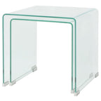 vidaXL Nesting Coffee Table Set of 2, Tempered Safety Glass, Clear Finish, Compact Design, Versatile Usage for Living Room & Bedroom, Modern Scandinavian Style, Easy Storage