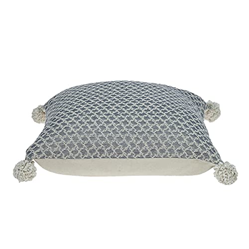 HomeRoots 100% Cotton Gray Pearl Pom Throw Pillow
