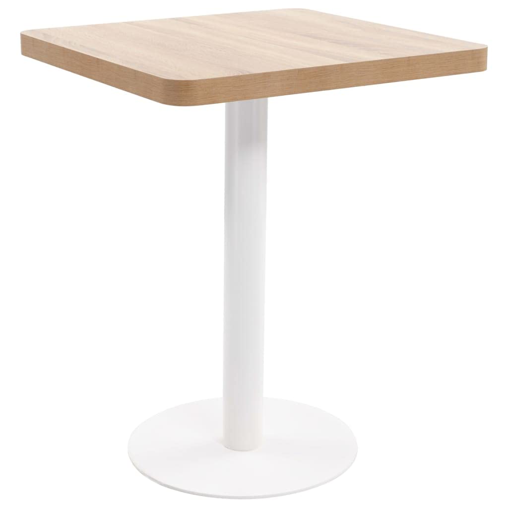 vidaXL Light Brown Bistro Table - Elegant Square Design with MDF Tabletop and Steel Base - Ideal for Restaurants, Bars, Coffee Shops - Easy to Assemble