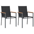 vidaXL 2 pcs Patio Chairs - Modern Outdoor Furniture with Textilene Fabric & Powder-Coated Steel | Garden and Terrace Seating – Black - 21.7"x24.2"x35.4"