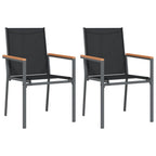 vidaXL 2 pcs Patio Chairs - Modern Outdoor Furniture with Textilene Fabric & Powder-Coated Steel | Garden and Terrace Seating – Black - 21.7"x24.2"x35.4"
