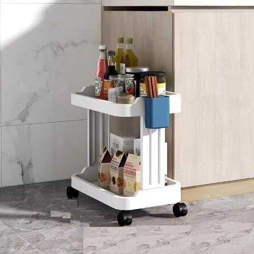 Gnoly Folding Storage Rack Organizer Shelf With Wheels Space Saving Slide Out Utility Organizer Pantry Rack Shelves For Kitchen,