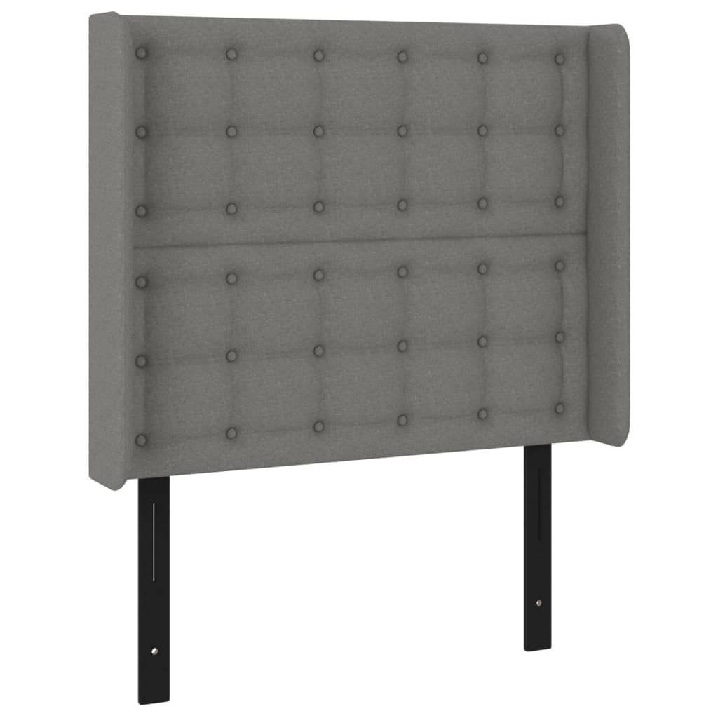 Vidaxl Fabric Headboard With Ears, Solid Larch Wood And Engineered Wood Construction, Stylish Dark Gray, 100% Polyester, Foam Filling, Easy Assembly, 40.6"X6.3"X46.5"/50.4"