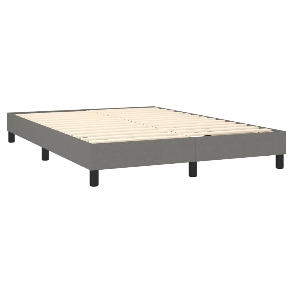Vidaxl Bed Frame, Box Spring Bed Double Platform Bed, Mattress Foundation Bed With Wooden Slats Support, Dark Gray 53.9&quot;X74.8&quot; Full Fabric