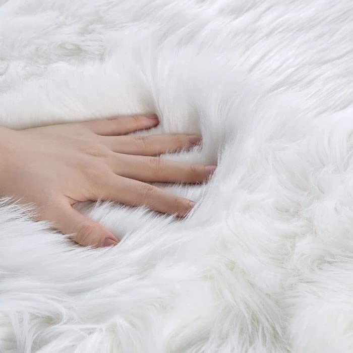 Orinova White Rugs For Living Room 6X9 Area Rugs For Bedroom Large Washable Faux Sheepskin Fluffy Fur Rug Nursery Rugs Room D  C