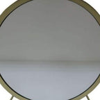 HomeRoots 485937 19 in. Faux Fur Round Makeup Shaving Tabletop Mirror Black & Brass