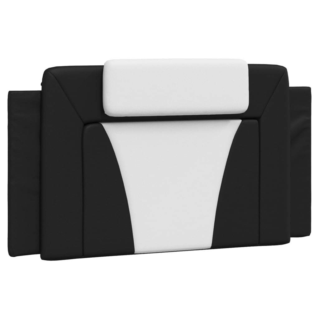 vidaXL Headboard Cushion-Black/White Faux Leather Upholstered Pillow Back, Bed Mounted/Headboard Cushion, Stain Resistant with Foam Filling, 39.4"x19.3"