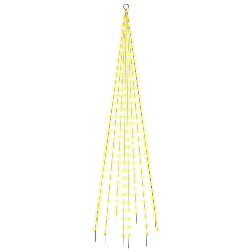 vidaXL Modern Christmas Tree on Flagpole, 10 ft with Warm White 310 LEDs, Multiple Lighting Effects, Safe Outdoor Use, Compact Storage