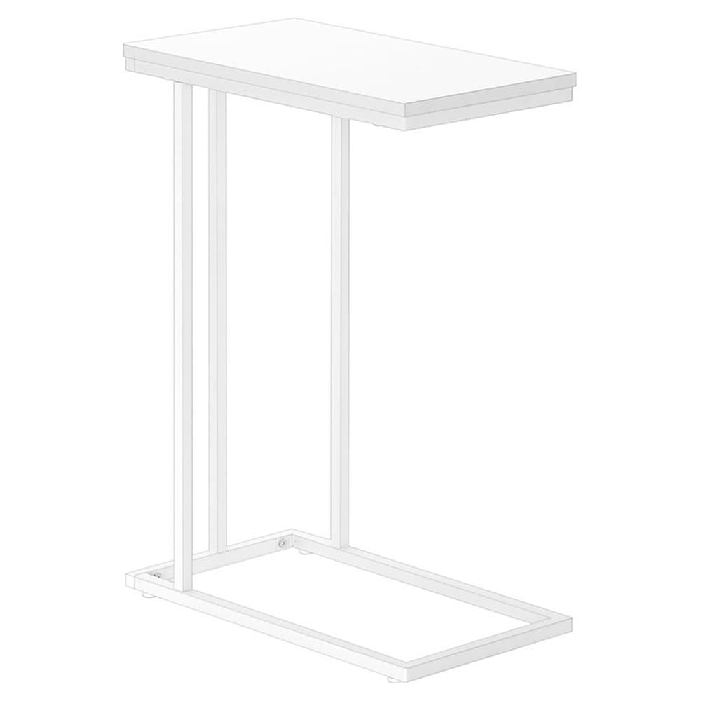 Monarch Specialties 3468 Accent Table, C-shaped, End, Side, Snack, Living Room, Bedroom, Metal, Laminate, White, Contemporary, Modern Table-25, 10.25' L x 18.5' W x 25.25' H