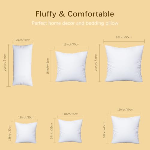 Okba Throw Pillows Insert Set Of 2, With 100% Cotton Cover, Bed And Couch - Indoor Hotel Decorative Pillows, 12X20 In White Pill