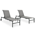 vidaXL Outdoor Sun Loungers Set of 2 with Table - Adjustable Backrest, Easy to Clean Textilene, Lightweight Steel Frame, Gray