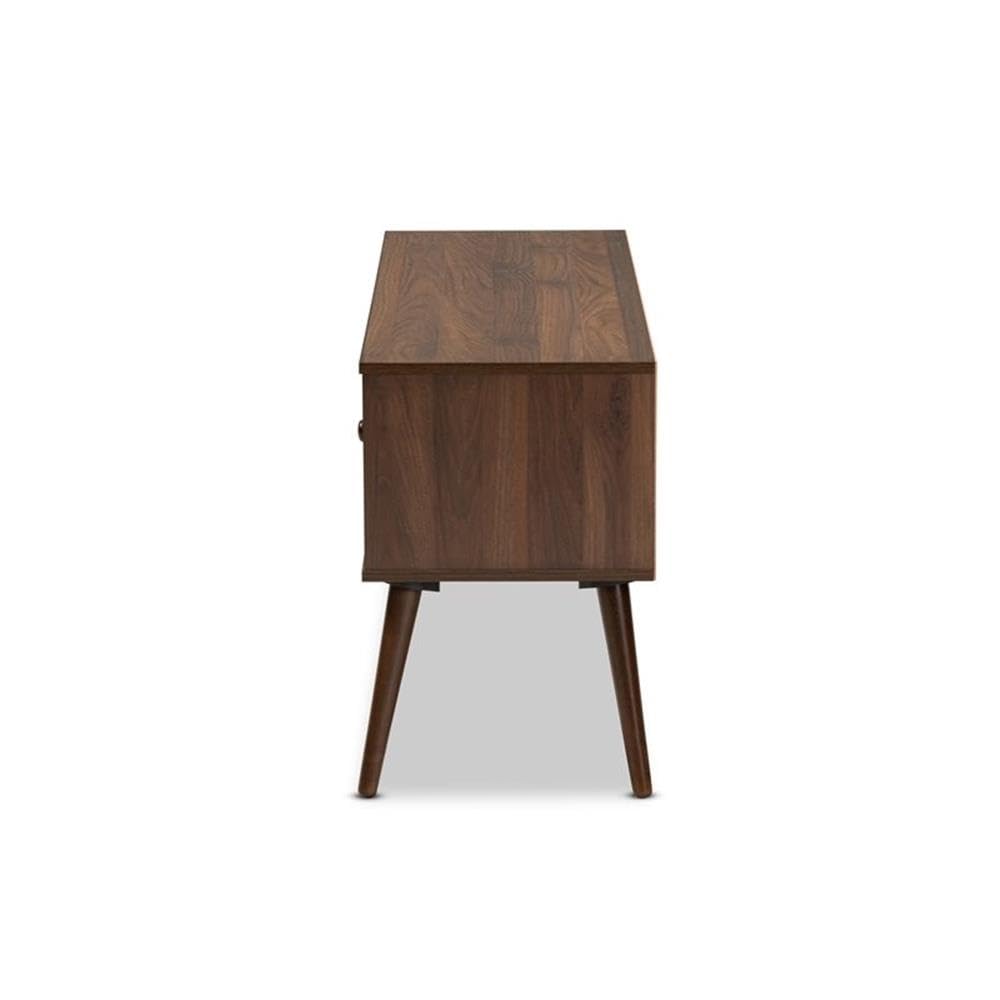 Baxton Studio Alard Mid-Century Modern Walnut Brown Finished 2-Door Wood TV Stand