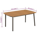 vidaXL Solid Acacia Wood and Steel Patio Table - Outdoor Industrial Dining Table with Rustic Design, Brown, Easy Assembly and Maintenance, 59"x35.4"x28.3"