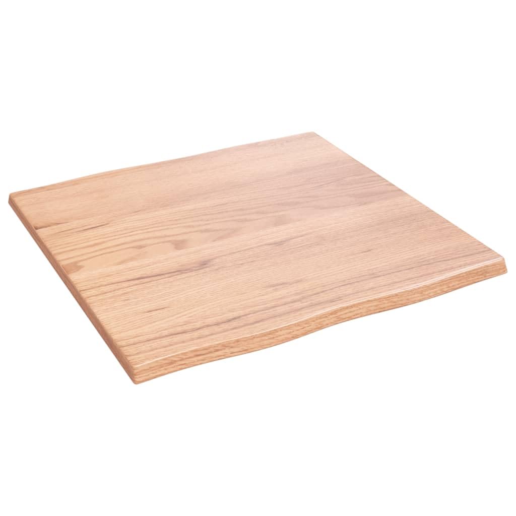 vidaXL Light Brown Square Table Top - 23.6x23.6 Inch Live Edge, Hand-Crafted from Treated Solid Oak Wood for Versatile Use - DIY Home and Commercial Furniture