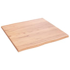 vidaXL Light Brown Square Table Top - 23.6x23.6 Inch Live Edge, Hand-Crafted from Treated Solid Oak Wood for Versatile Use - DIY Home and Commercial Furniture