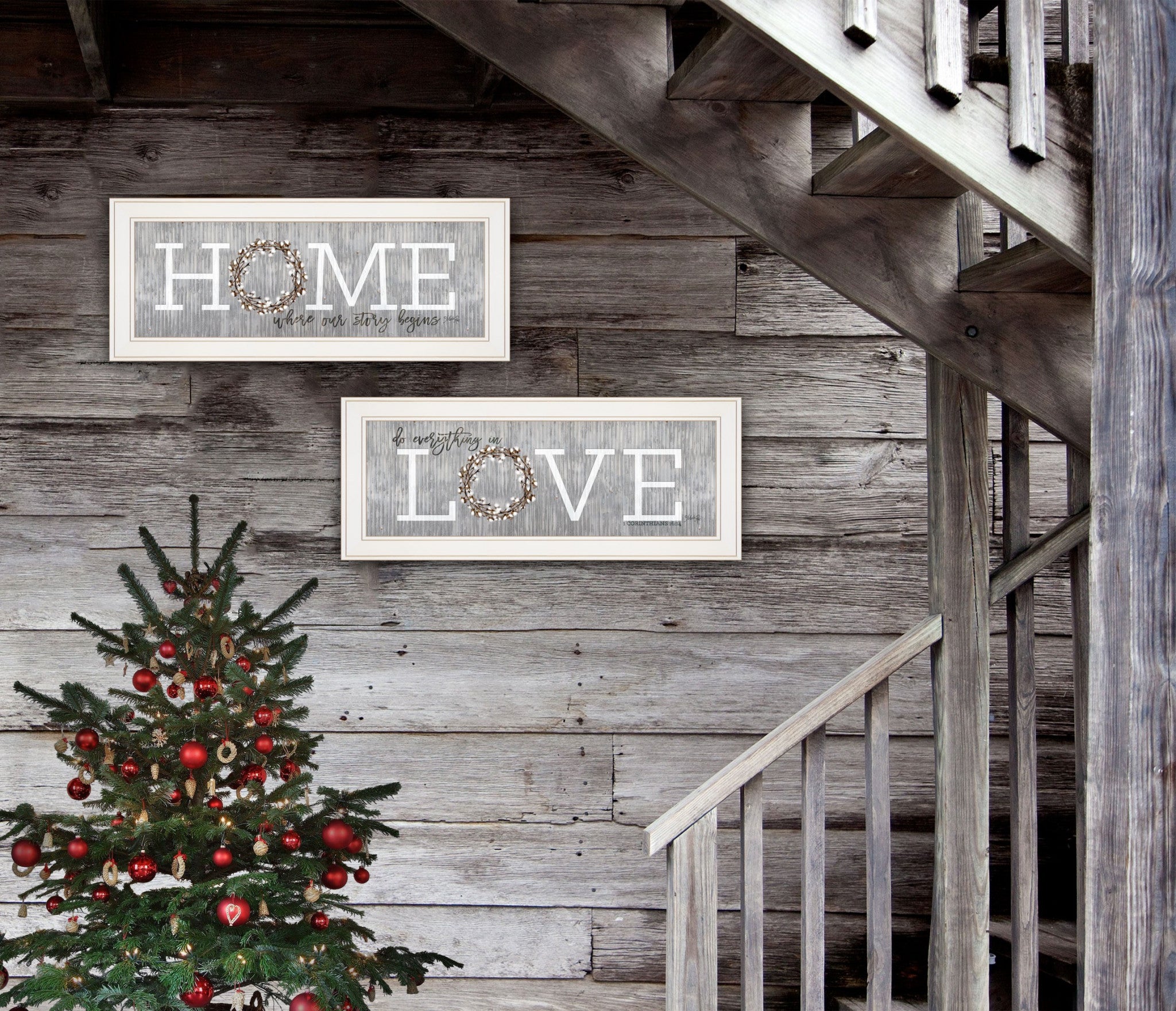 Set Of Two Where Our Story Begins 1 White Framed Print Wall Art