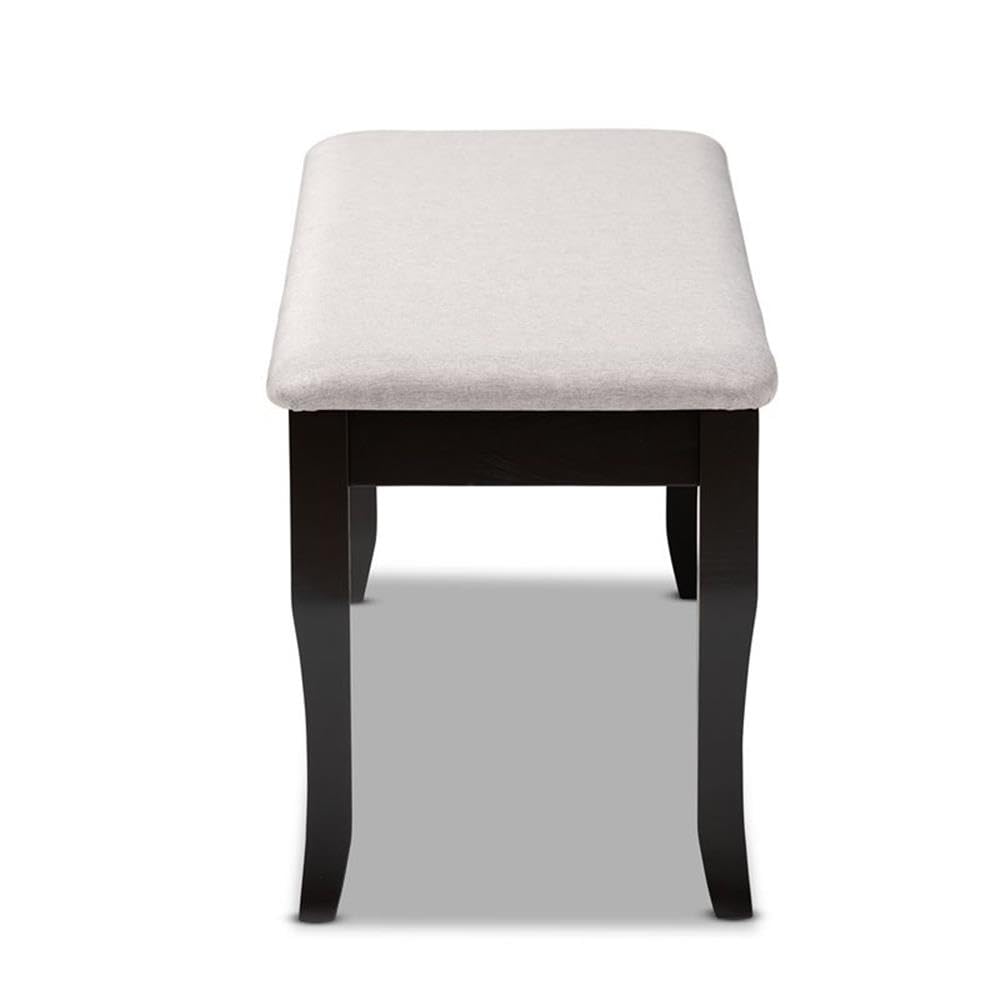 Baxton Studio Cornelie Modern and Contemporary Transitional Grey Fabric Upholstered and Dark Brown Finished Wood Dining Bench