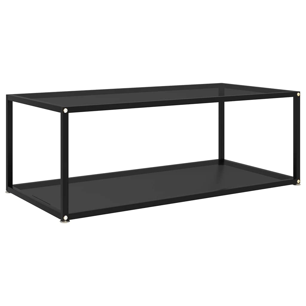 Coffee Table Black 39.4x19.7x13.8 Tempered Glass