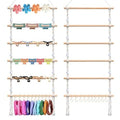 Royalmacrame Hanging Hair Accessories Organizer, Macrame Display With Wooden Rods, Wall Mount Storage For Hair Ties, Bows, Clips