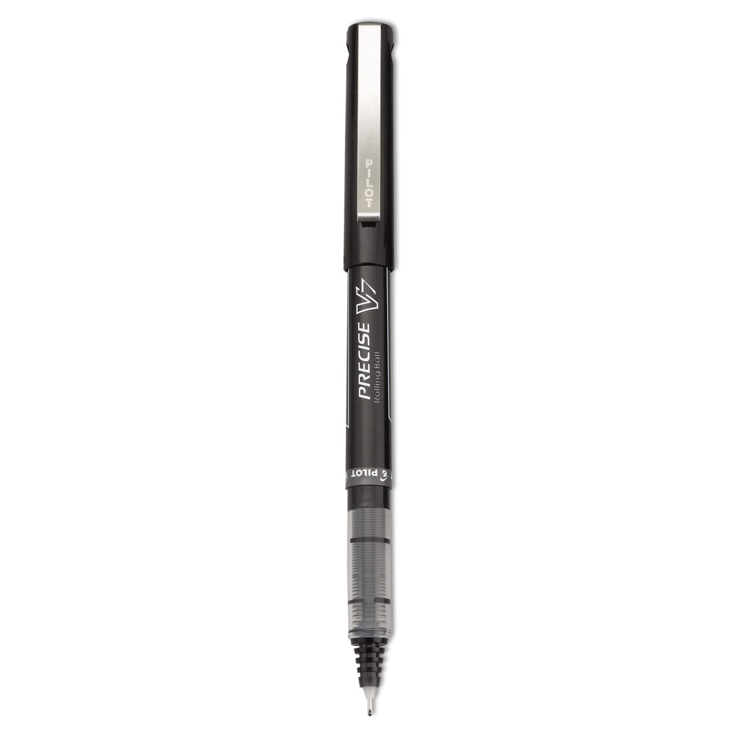 Pilot, Precise V7, Capped Liquid Ink Rolling Ball Pens, Fine Point 0.7 Mm, Black, Pack Of 12