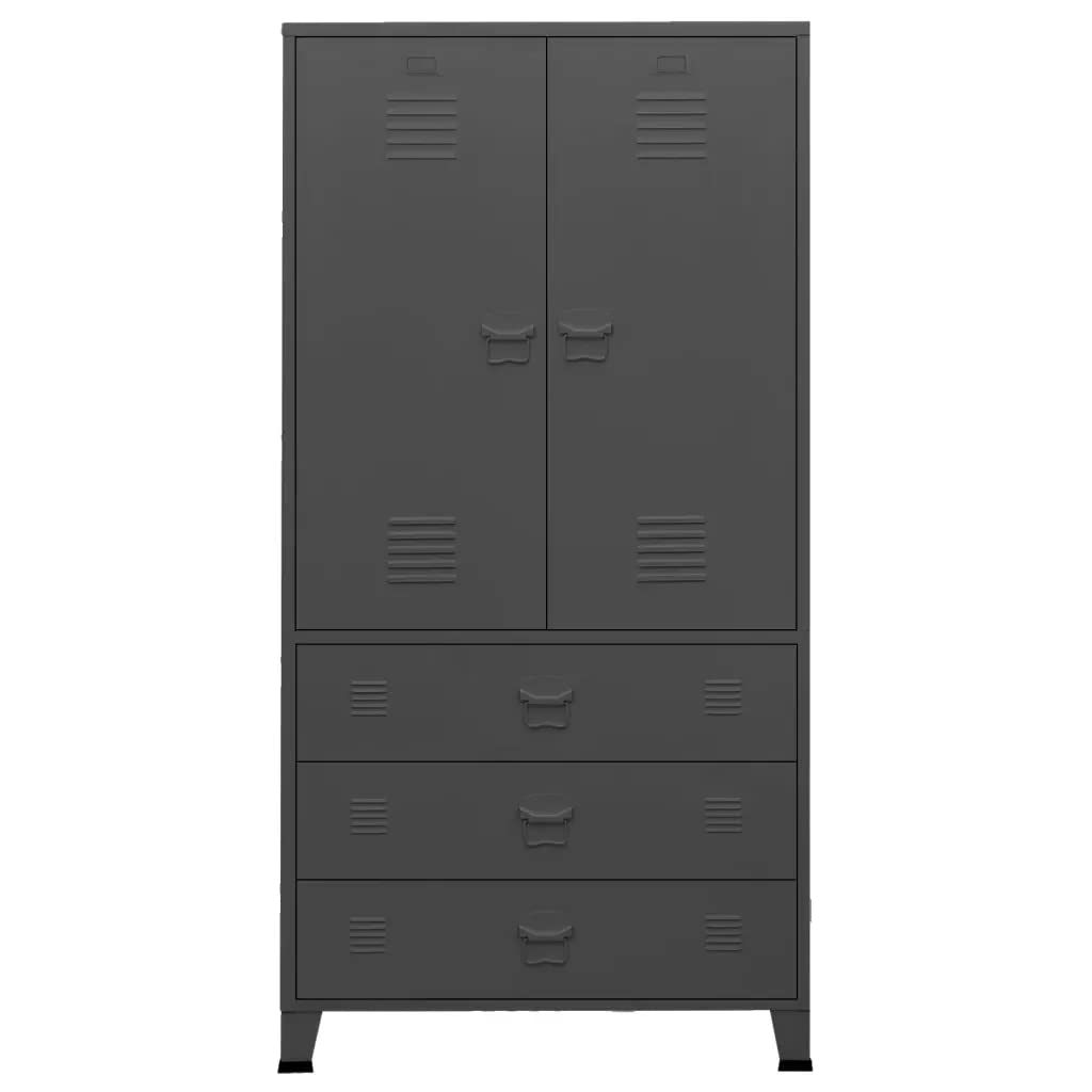 vidaXL Industrial Wardrobe Anthracite 35.4&quot;x19.7&quot;x70.9&quot; Metal