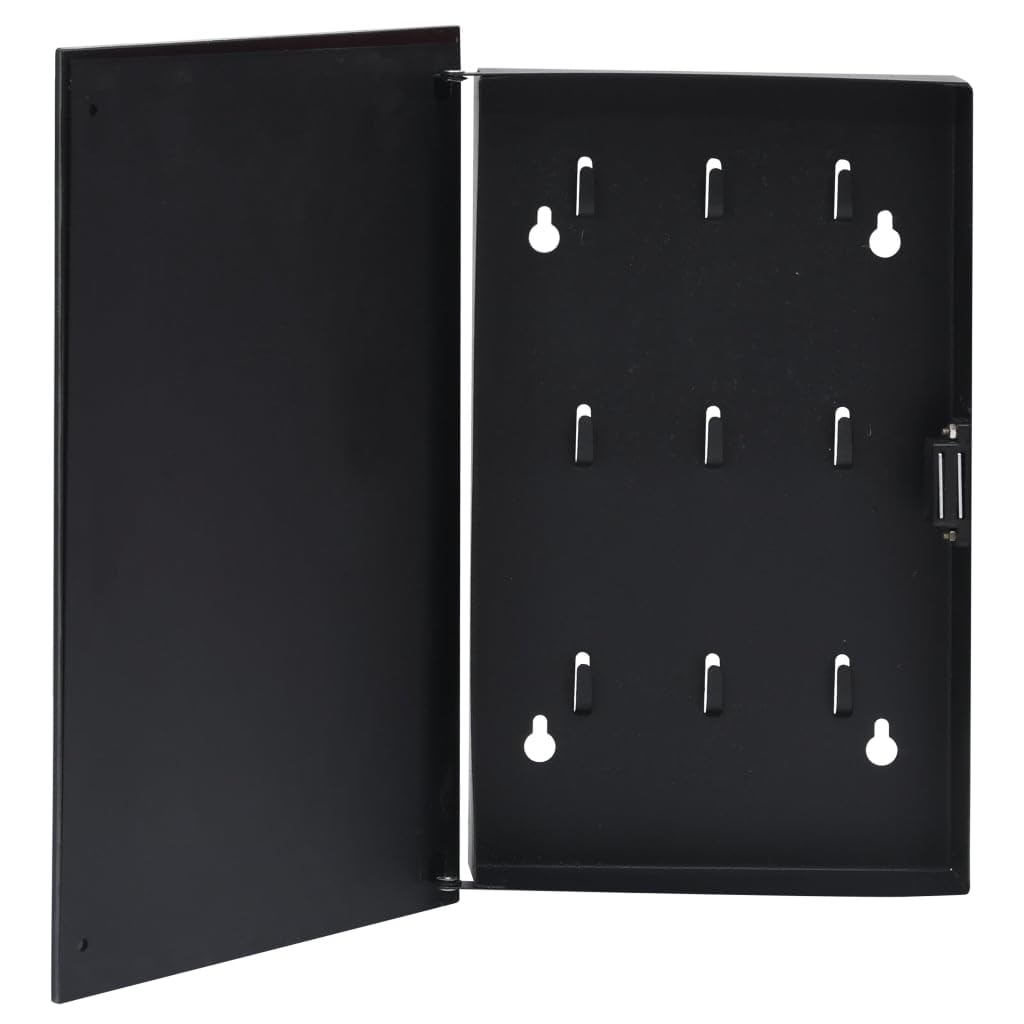 vidaXL Key Cabinet, Key Box with Magnetic Board, Wall Mount Key Box, Key Box Holder for Office Hotel House School Realtors, Blac