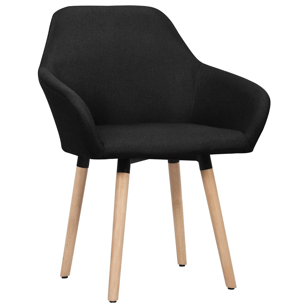 vidaXL Set of 2 Dining Chairs - Comfortable Black Fabric Chairs with Solid Wood Legs - Ergonomically Designed for Home Dining Room or Living Room